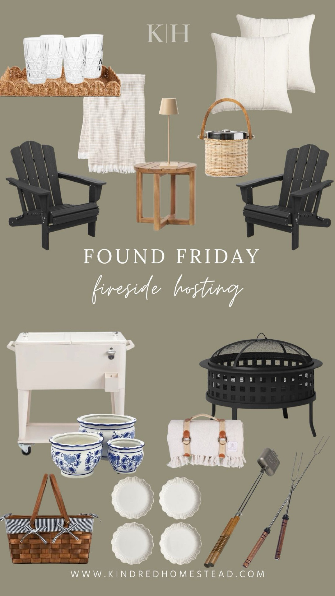 Fireside hosting essentials for cozy yet elevated outdoor gatherings around the fire with chairs, bar cart, blankets, end tables, drink wares, and more!

#LTKHome