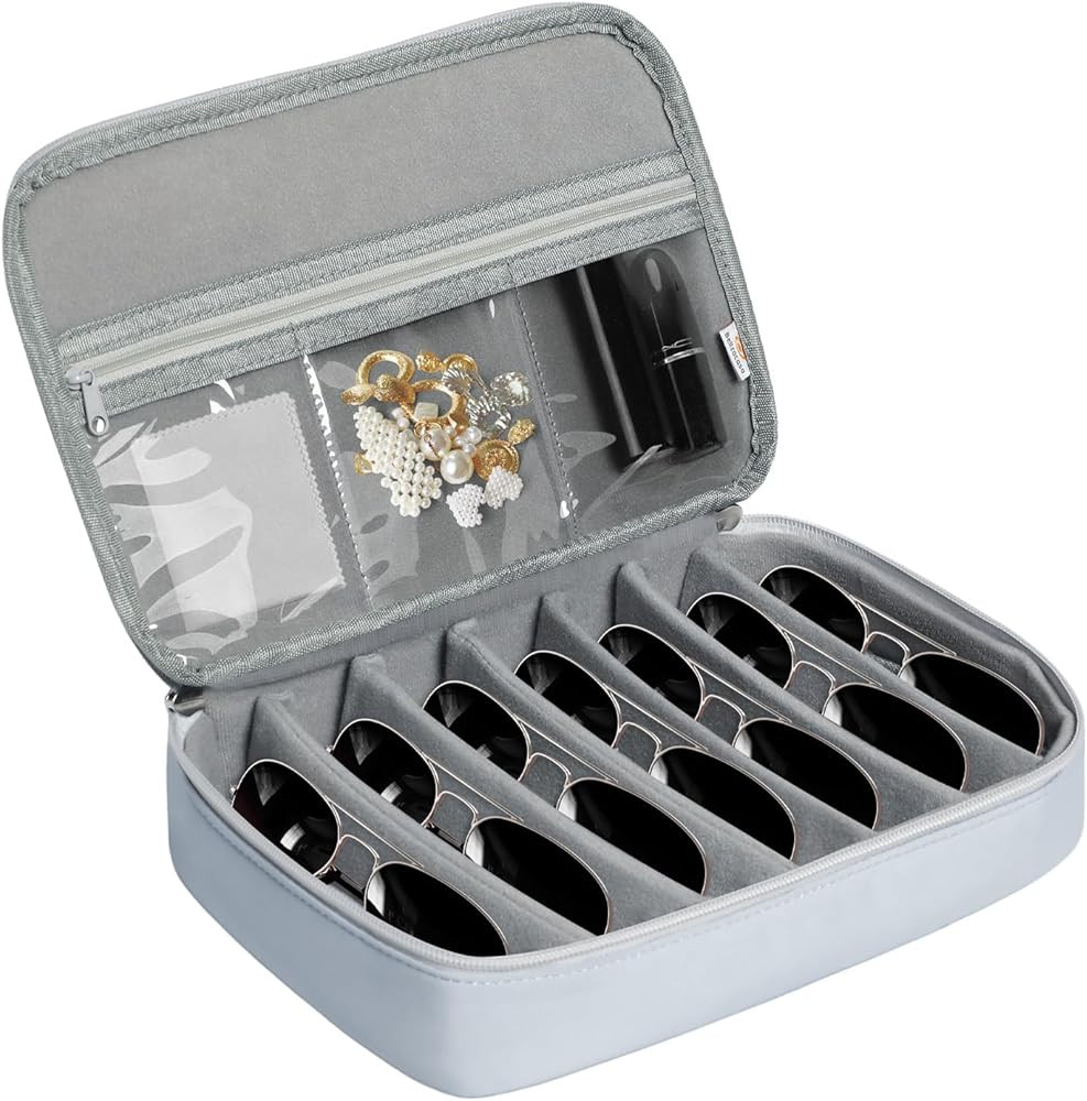 Bellzacasa Travel Sunglasses Organizer Case, Eyeglasses Storage Holder Box with Multiple Pairs Ad... | Amazon (US)