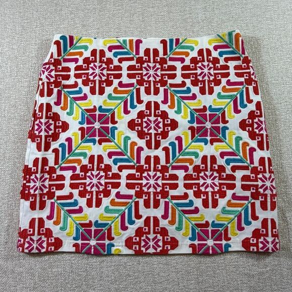 J Marie Women M Red White Embroidered Mini Summer Skirt Boho Festival Casual | Poshmark