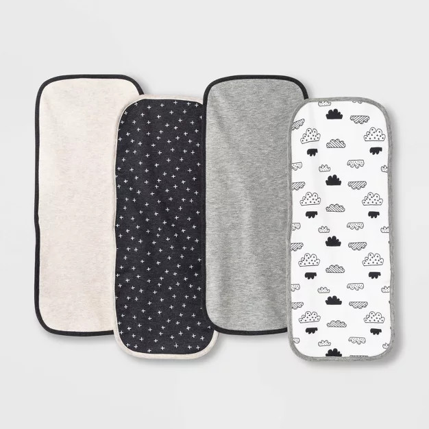 Baby 4pk Burp Cloth - Cloud Island™ Black/White | Target