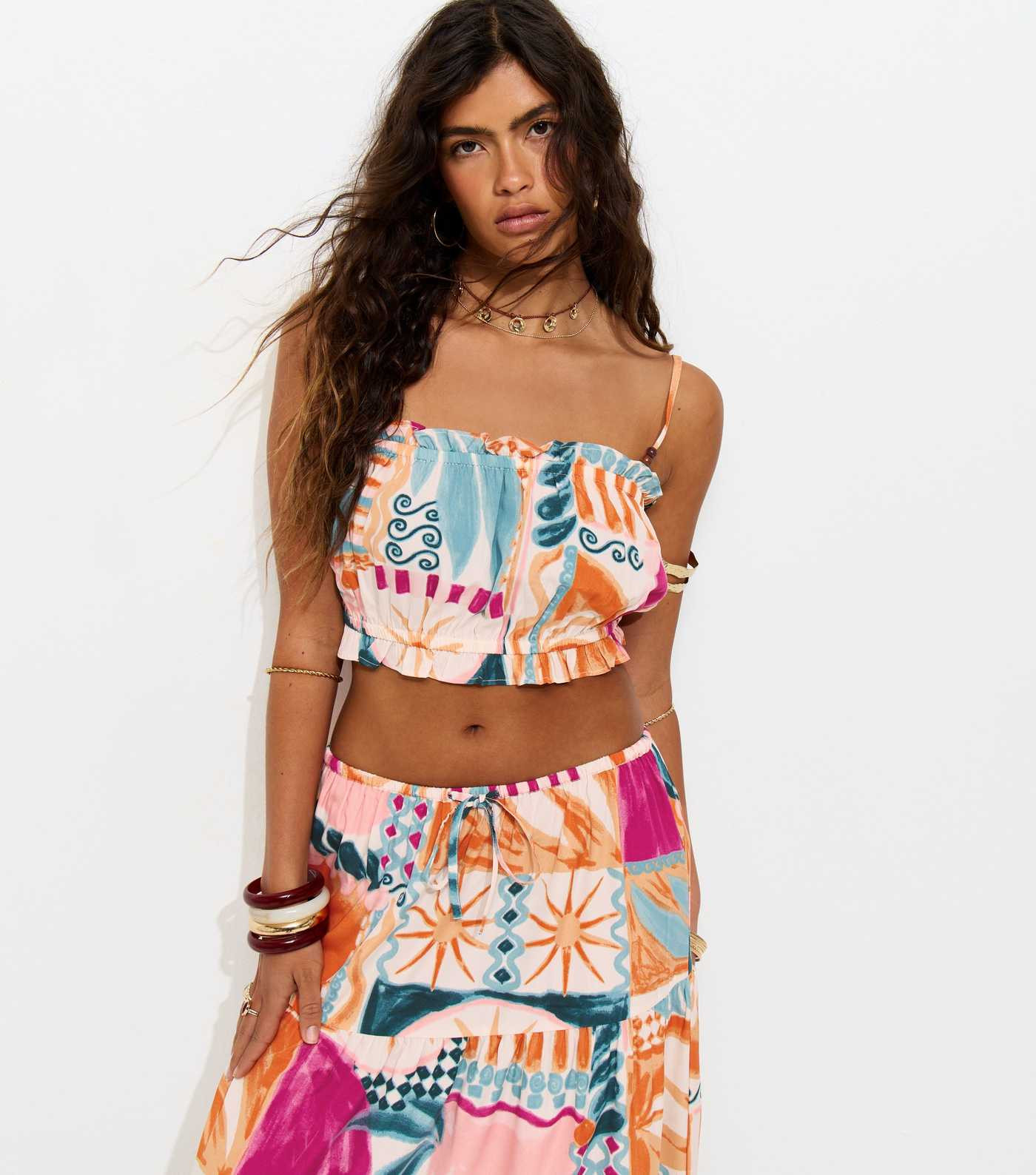 Multicolour Crepe Printed Cropped Cami Top | New Look | New Look (UK)