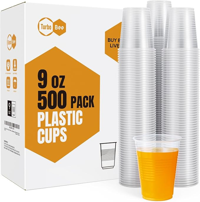 Turbo Bee 500 Pack 9oz Disposable Plastic Cups,Heat-Resistant & Food Safe Drinking Cups for Hot/C... | Amazon (US)