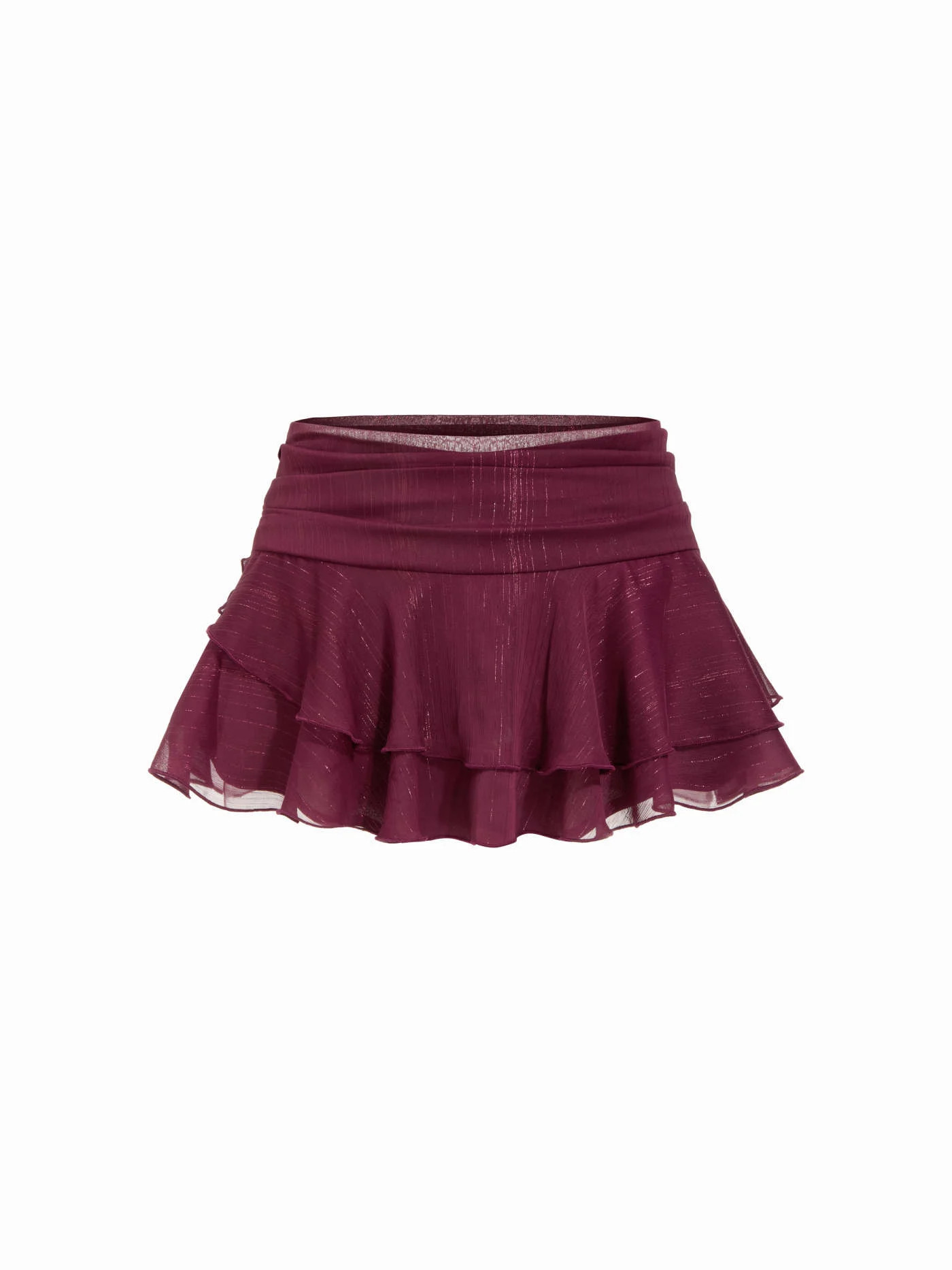rush outfits Woven Shimmering Low Rise Ruffle Bubble Mini Skirt For Date Party/Clubbing | Cider
