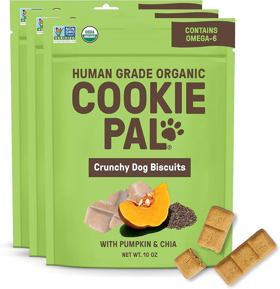 Cookie PAL Pumpkin Dog Treats with Chia, Human Grade USDA Organic Dog Training Treats, Crunchy Na... | Amazon (US)