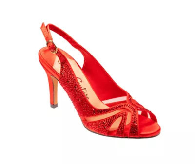 Lady Couture Women's Adore, Open Toe Rhinestone Slingback Sandal, Red, 11M | Belk