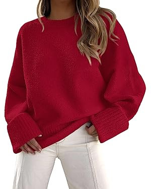 PRETTYGARDEN Women's Fall Oversized Sweaters Casual Crewneck Pullover Long Sleeve Fuzzy Chunky Kn... | Amazon (US)