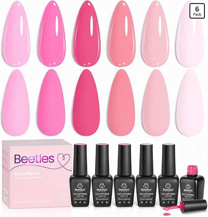 Beetles Pink Gel Polish Set, Pink Melody, 6 Colors Gel Nail Polish Set | Amazon (US)