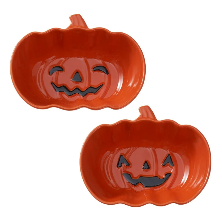 Way to Celebrate Glazed Stoneware Ramekins, Jack-O'-Lantern, 2-Pack | Walmart (US)