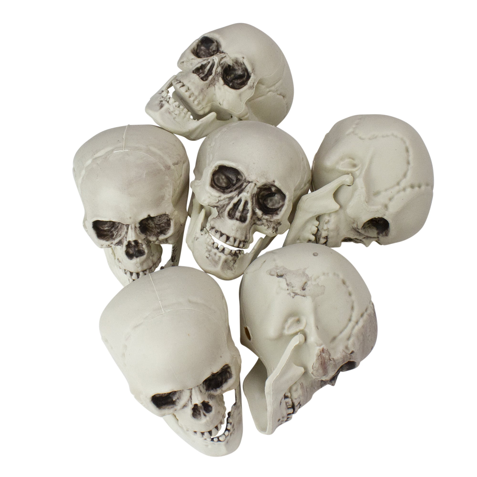 Pack of 6 Skull Head Halloween Decorations 3.5" - Walmart.com | Walmart (US)