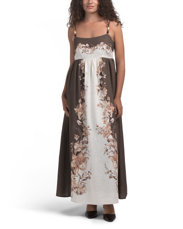 Linen Blend Sleeveless Square Neck Fully Lined Dress For Women, Cotton/Linen/Rayon | TJ Maxx