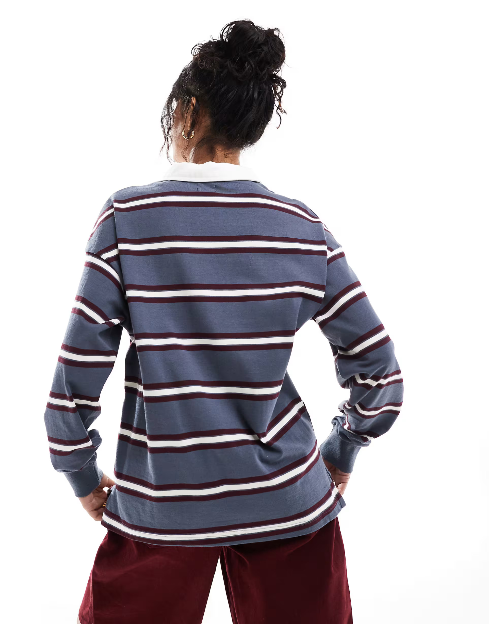 Cotton On long sleeve rugby polo sweat in blue stripe | ASOS (Global)