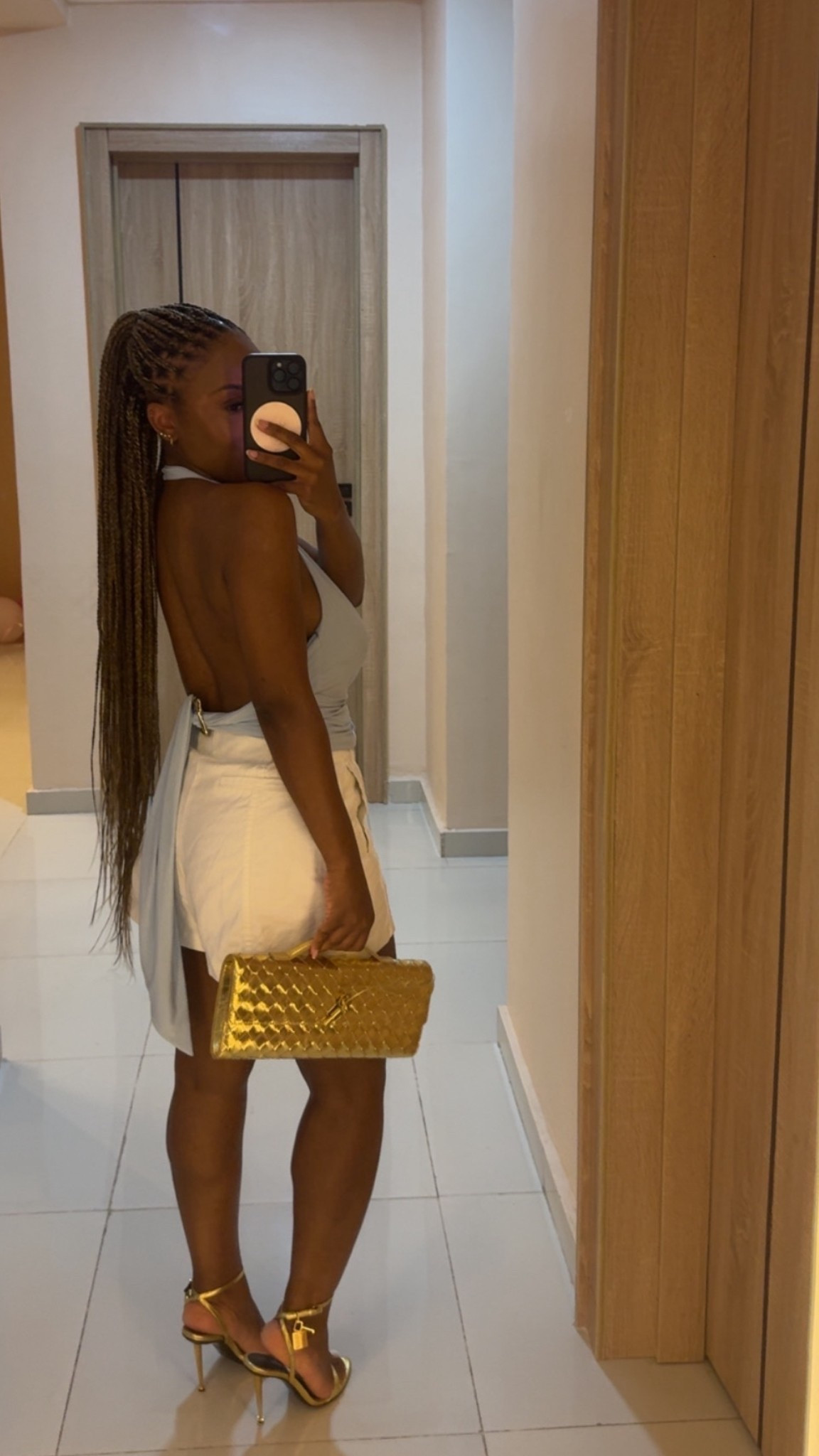 Backless top 
Slinky top 
Open back top 
White shorts outfit
Summer outfit inspo 

#LTKpartywear #LTKsummer