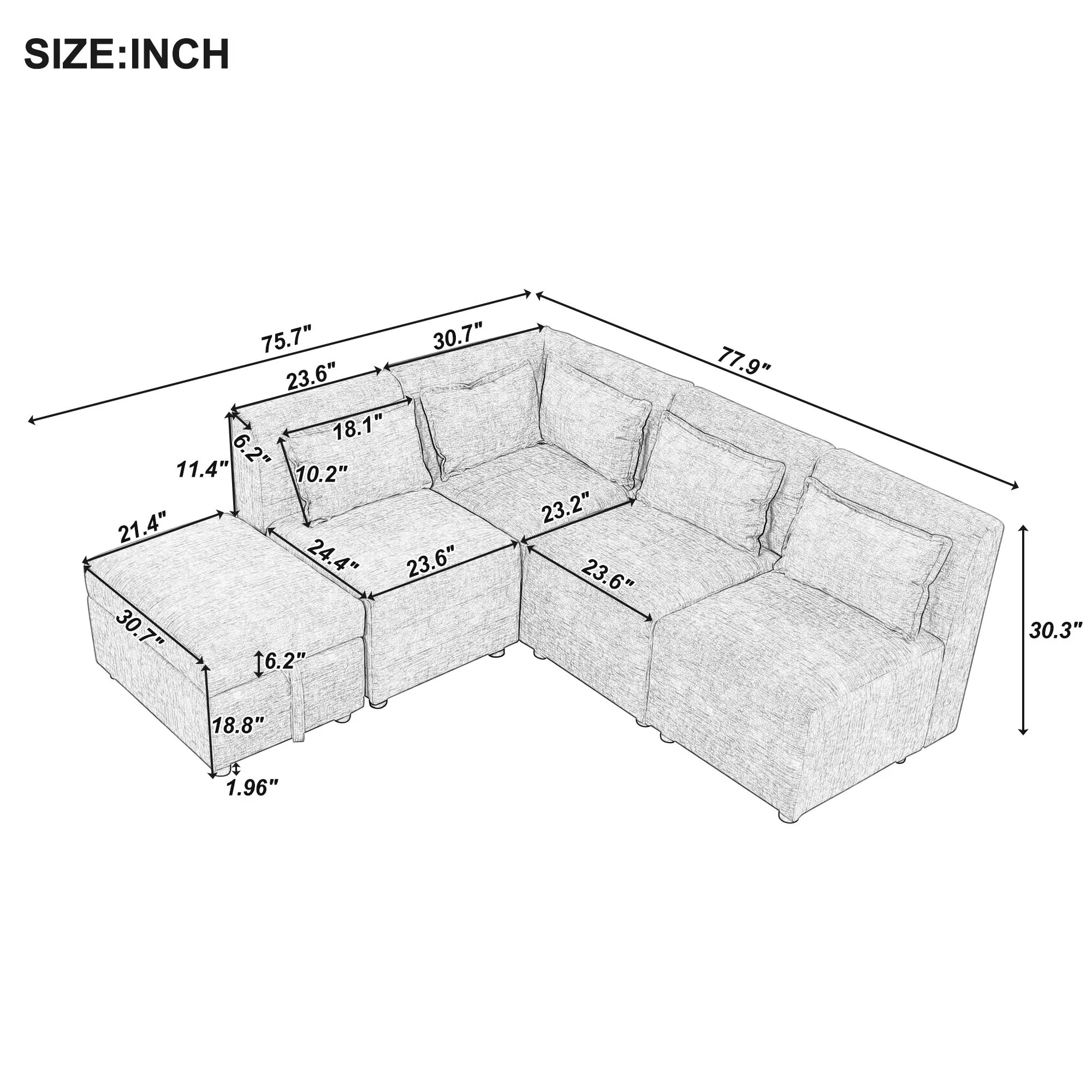 Modular 5-Seater Sectional - Storage Ottoman Included | Bed Bath & Beyond