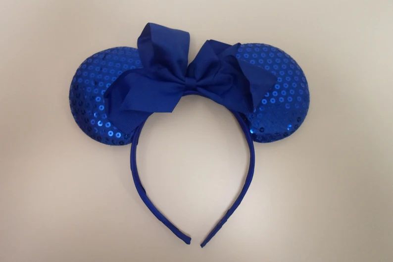Blue Minnie Mouse Ears-Royal Blue Sparkly Mouse Ears-4TH OF JULY Blue Ears-Blue Disney Ears-Disne... | Etsy (US)