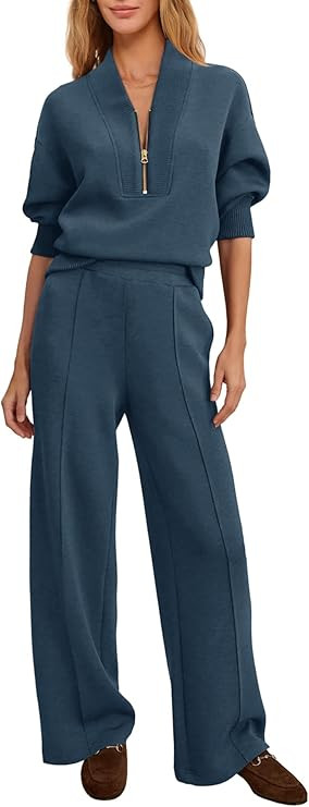 Yanekop Womens Lounge Sets 2 Piece Outfits Fall Travel Outfit Comfy Sweat Sets Half Zip Pullover ... | Amazon (US)