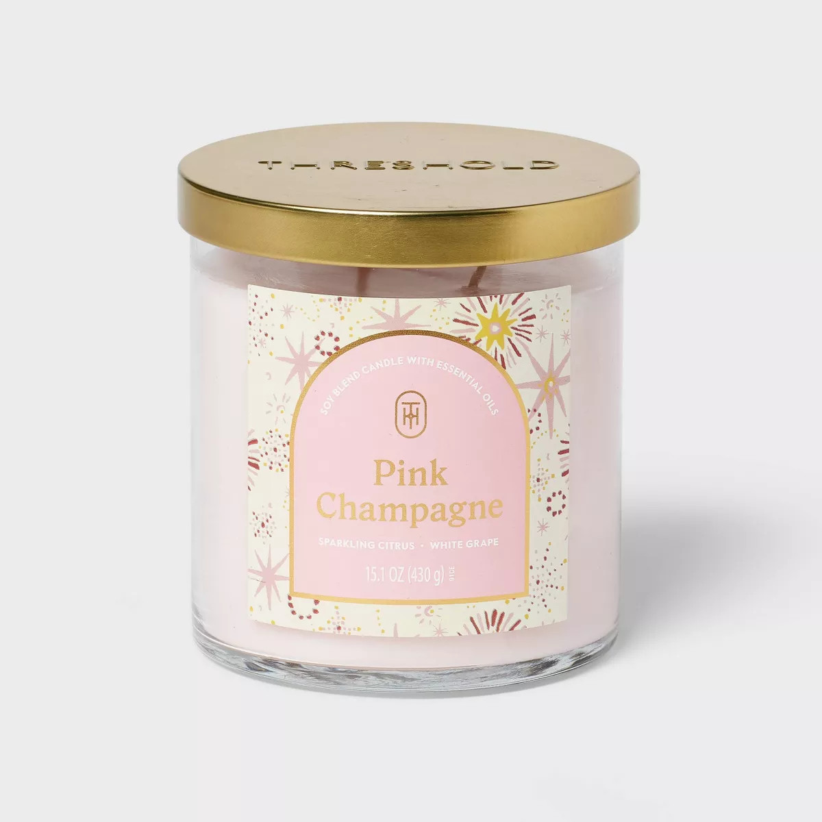 2-Wick Lidded Glass Pink Champagne Jar Candle 15.1oz - Threshold™ | Target