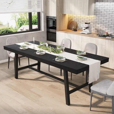 63-83" Extendable Dining Table, Industrial Rectangular Dining Room Table for 6-8 People, Expandable Kitchen Table with Heavy Duty Metal Frame | Target