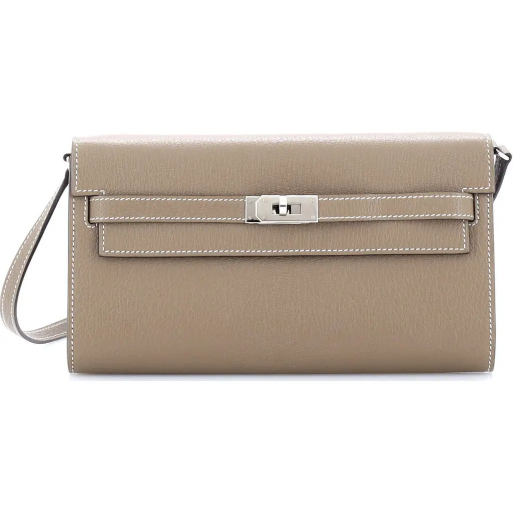 Pre-Owned Hermes Kelly To Go Wallet Chevre Mysore in Etoupe at Nordstrom, Size X-Small | Nordstrom