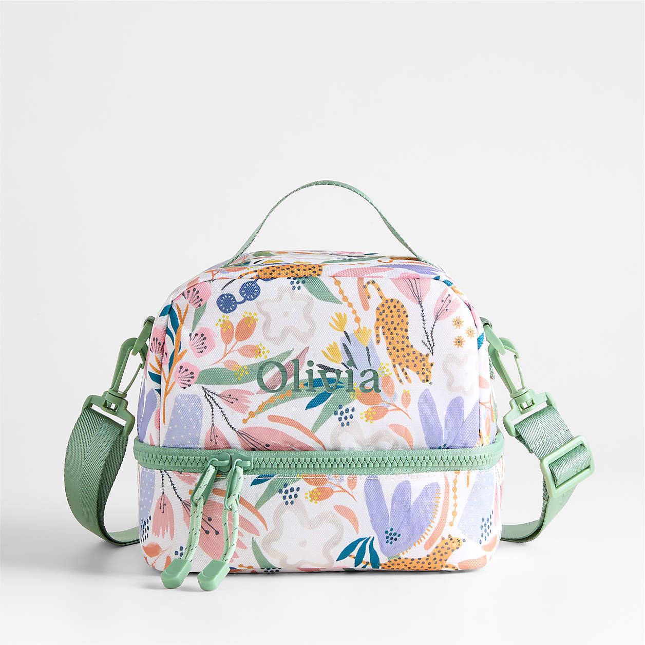 Leopard Floral Dual Compartment Soft Insulated Kids Lunch Box + Reviews | Crate & Kids | Crate & Barrel