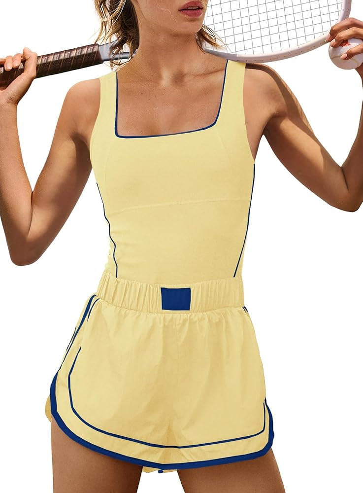 Yanekop Womens Athletic Romper Sleeveless Workout Jumpsuits Exercise Active Rompers One Piece Out... | Amazon (US)