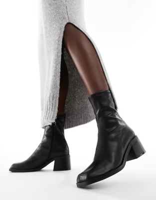 ASOS DESIGN Ranger smart mid-heel boots in black | ASOS (Global)
