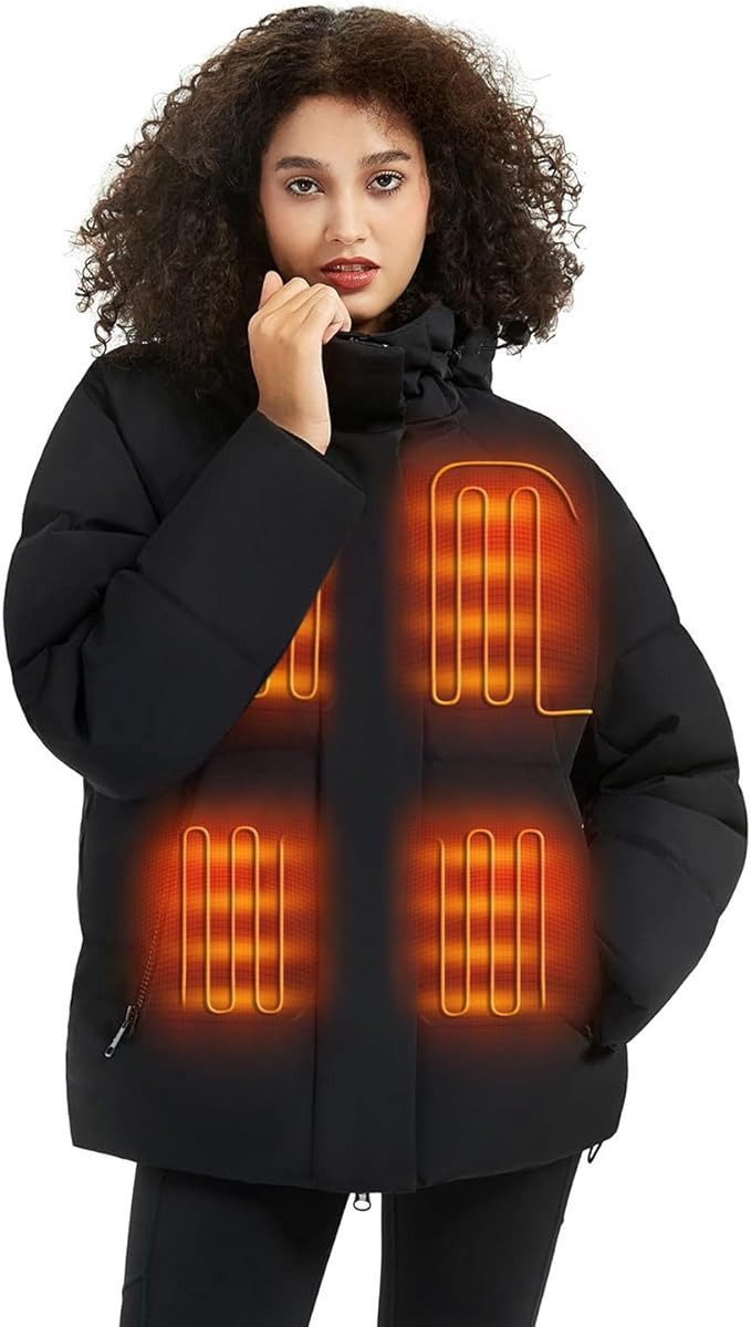 OKIPOO Women's Heated Jacket with Battery Pack, Heat Puffer Coat with 90% Duck Down, Detachable H... | Amazon (US)