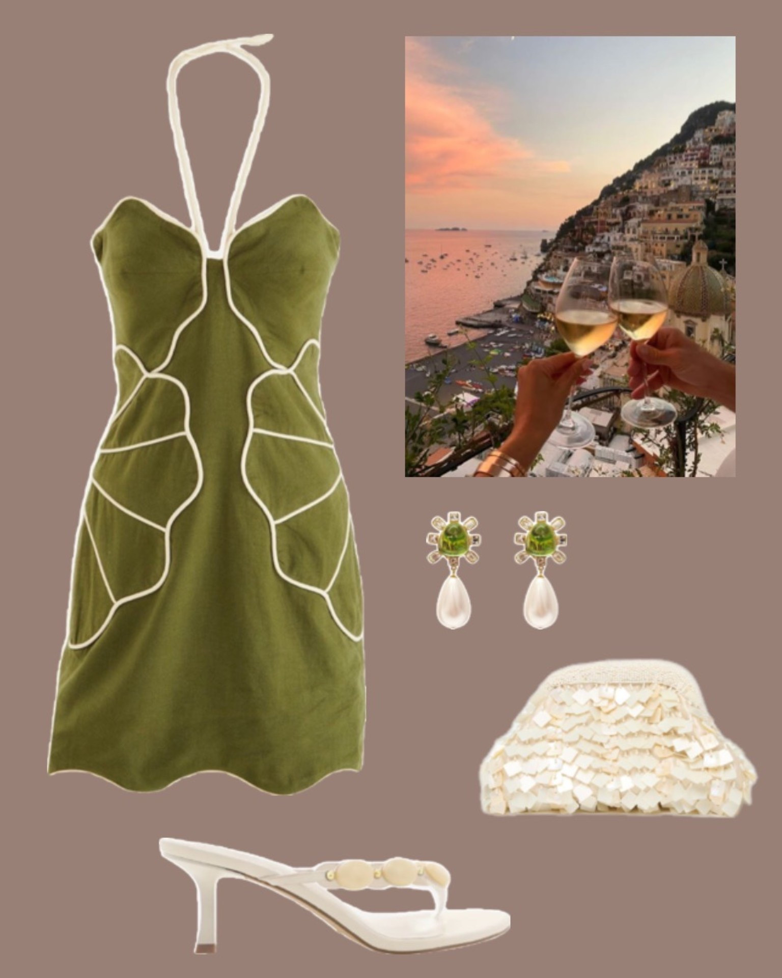 Olive green dress for golden hour on the Amalfi Coast ✨

Amalfi Coast outfit, Italy vacation dress, Positano dinner outfit, European summer style, olive green mini dress, vacation night look, bridal trip outfit, honeymoon outfit inspo, destination dinner dress, resort wear, coastal chic outfit, pearl earrings, white heels, vacation clutch, sunset drinks look, summer date night outfit, luxury travel style, Mediterranean vacation outfit

#LTKSeasonal #LTKTravel