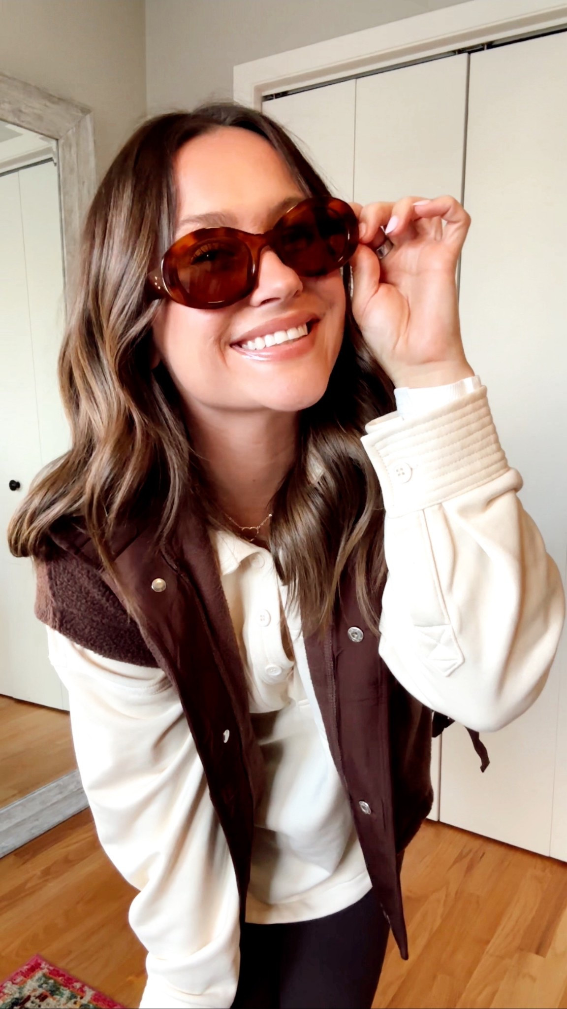 Casual mom outfit of the day! All from Amazon, I love the monochromatic look for fall! This is a realistic outfit for a cool Midwestern day that I wore to chase my toddler around in! Sweatshirt, long sleeve, flare leggings, vest, suede bag, Amazon sunglasses, slip on Uggs #amazonfashion #fallfashion #falloutfit #momstyle #momoutfit #momfashion #casualoutfit #casualstyle #affordablefashion 

#LTKSaleAlert #LTKFindsUnder50 #LTKmomlife