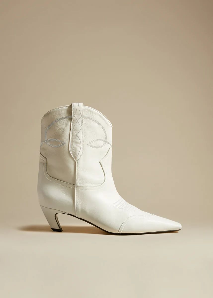 The Dallas Ankle Boot in White Leather | Khaite