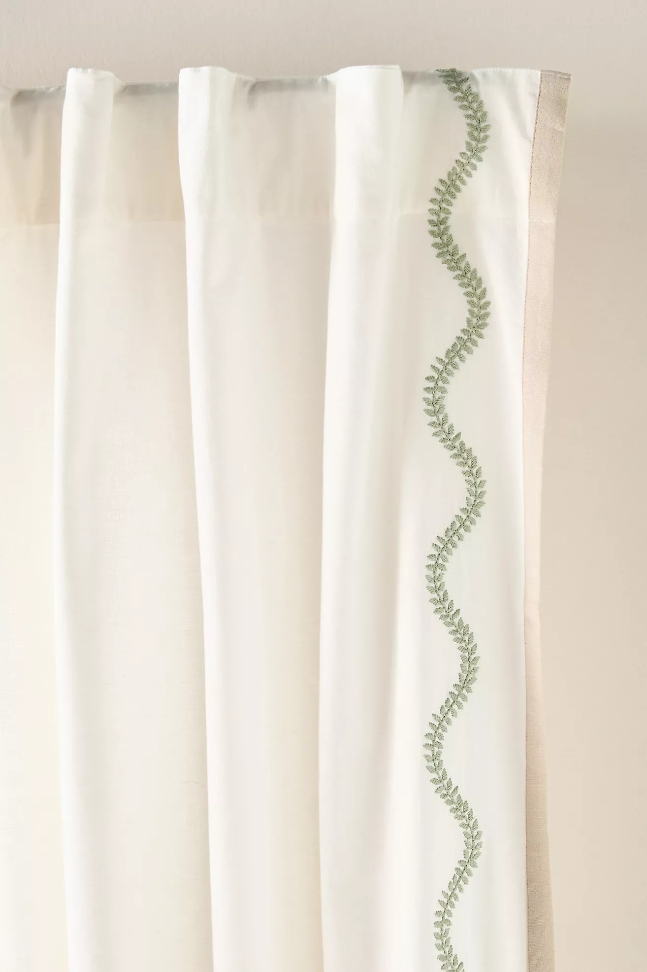 Embroidered Cotton Scalloped Border Curtain | Anthropologie (US)