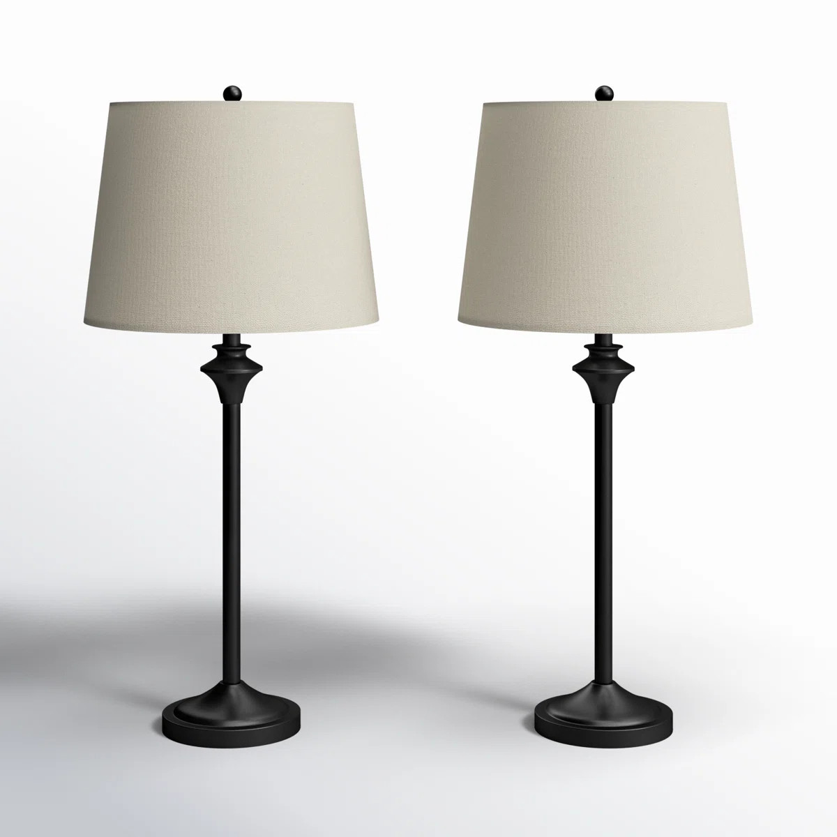 Lolley 26" Modern Metal Table Lamp with Knob Switch and Linen Shade for Living Room Bedroom (Set ... | Wayfair North America