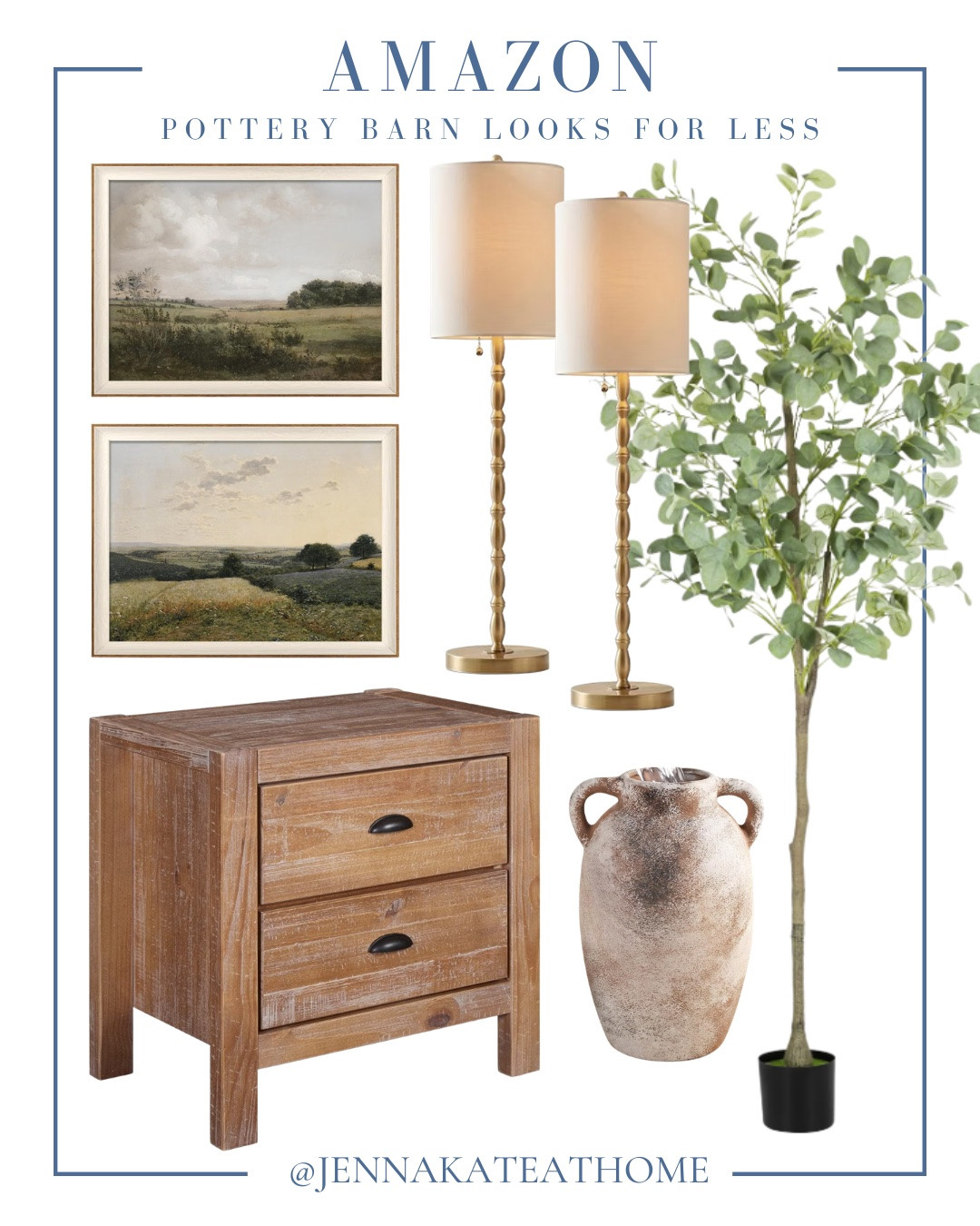 Pottery Barn looks for less from Amazon include faux tree, vase, table lamps, wall art, and side table.

Neutral decor, coastal home, styled home, looks for less

#LTKvlog #LTKHome #LTKSeasonal