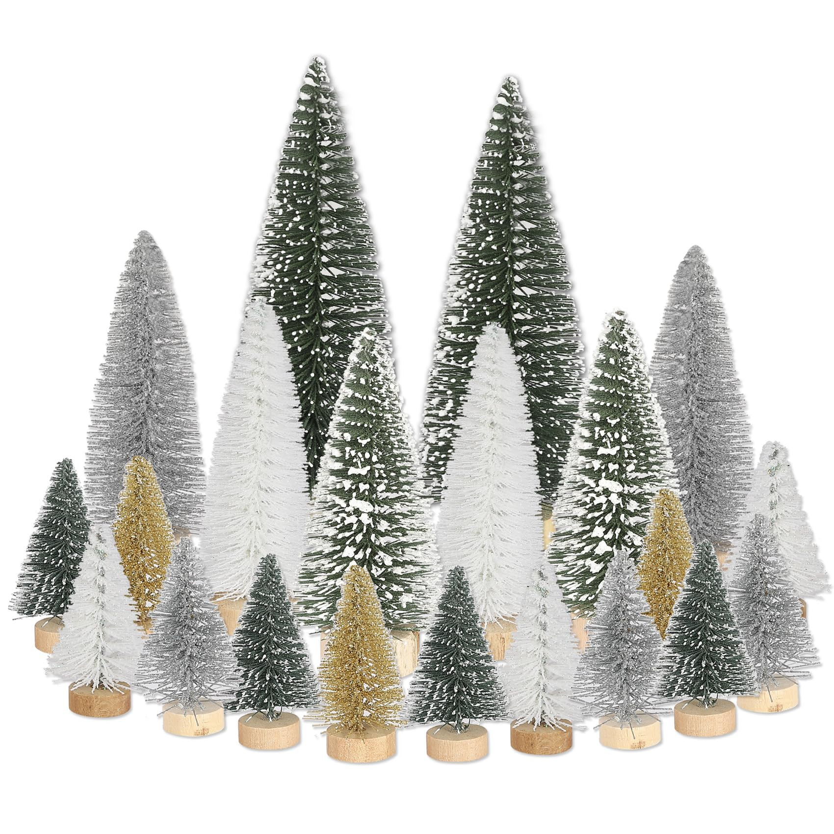 21 Stück Mini Tannenbaum Deko, Künstlich Miniatur Weihnachtsbaum, Klein Christbaum Grün Silber... | Amazon (DE)