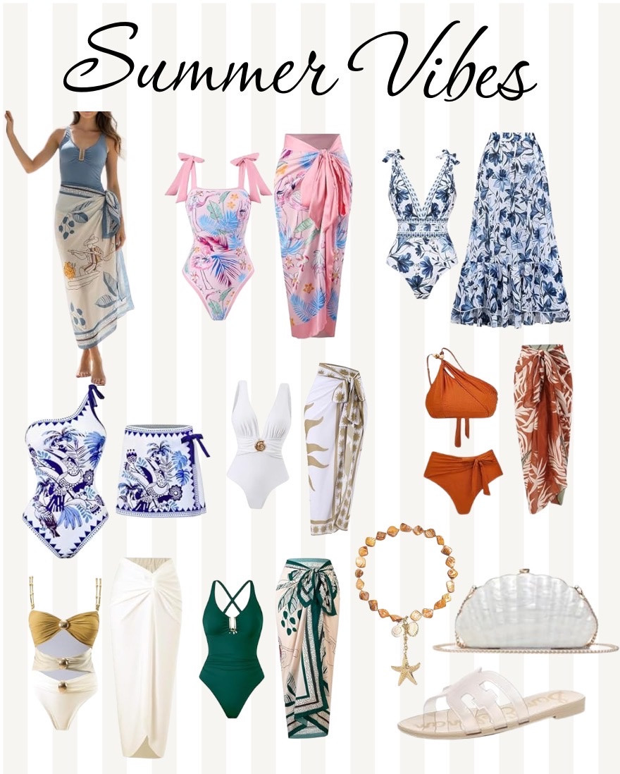 Elevate your poolside look with these stunning Amazon finds! From vibrant floral prints to chic, neutral sarongs, these swim and cover-up pairings are giving major vacation energy. Whether you’re feeling the bold blue botanicals or a classic white-and-gold moment, there’s a look here for every destination. Don't forget the shell clutch to tie it all together! 🐚🍹

Follow for more summer style inspo! 
You can shop this entire lookbook on my LTK and Amazon storefront—the links are waiting for you in my bio!

#LTKTravel #LTKSwim #LTKootd