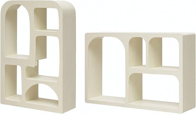 Bloomingville Fir Wood & MDF Organic-Sectioned Shelf, Antique White, 2 Styles Wall Shelves, 24" L... | Amazon (US)