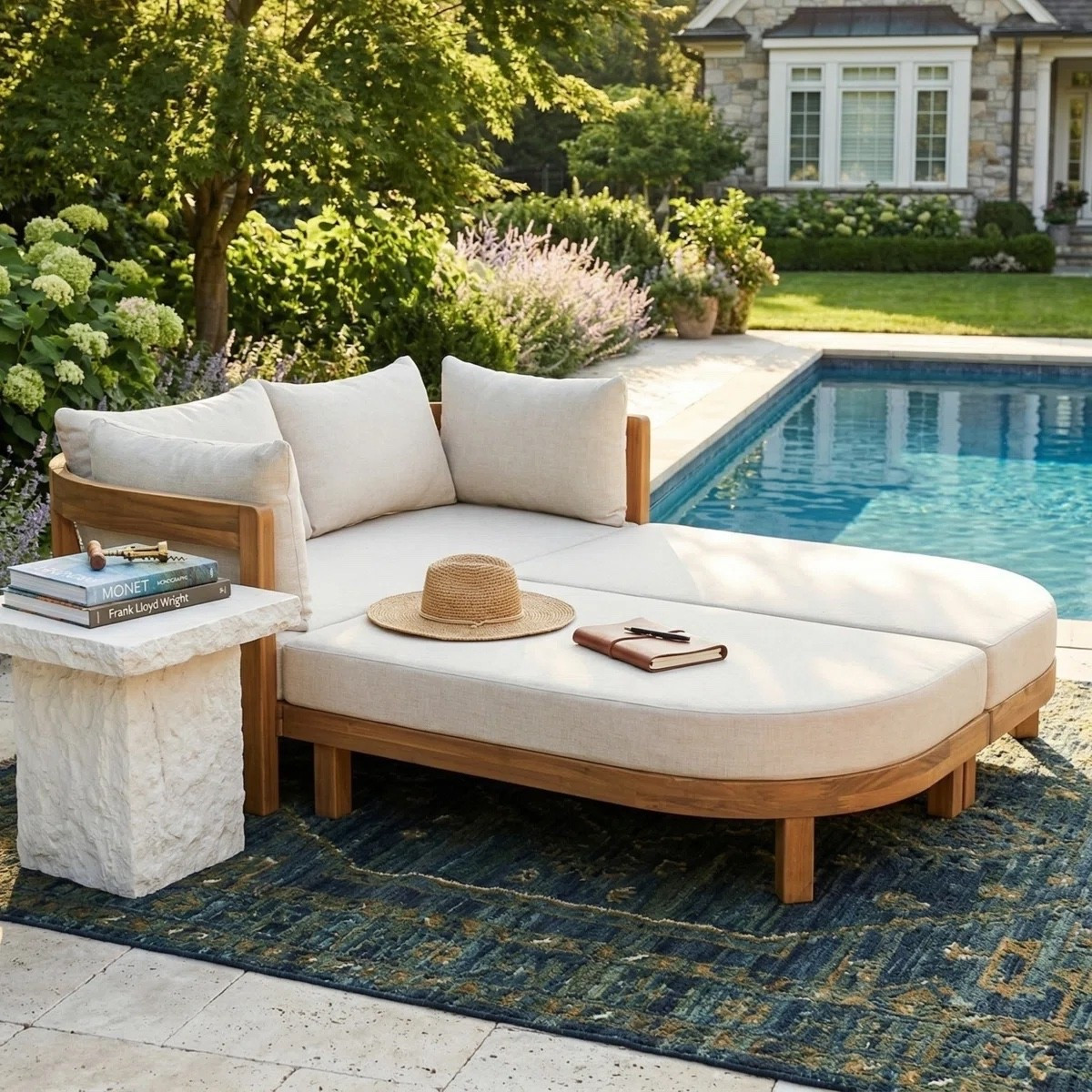 Inspired by luxury resort retreats, the Modern Natural Acacia Wood Outdoor Daybed with Cushions transforms any outdoor space into a relaxing sanctuary. Crafted with warm natural acacia wood and complemented by plush cushions, it brings together timeless style, comfort, and effortless outdoor living. ON SALE and under $1,200.

Keywords:

* outdoor daybed
* acacia wood daybed
* natural wood outdoor furniture
* patio daybed
* outdoor lounge bed
* luxury outdoor furniture
* backyard oasis
* poolside daybed
* garden daybed
* outdoor relaxation furniture
* resort style patio furniture
* modern outdoor furniture
* coastal outdoor décor
* cushioned outdoor daybed
* outdoor seating
* backyard retreat
* patio lounge furniture
* outdoor living inspiration
* contemporary garden furniture

#LTKSaleAlert #LTKHome #LTKSeasonal