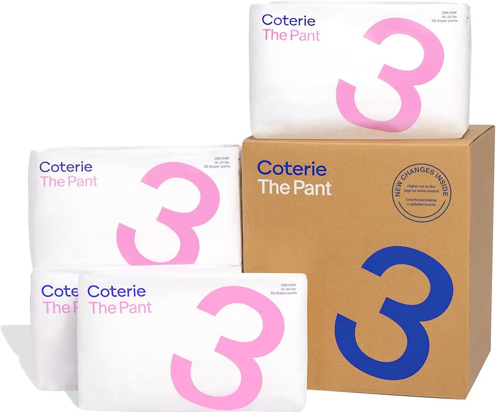 Coterie The Pant Pull On Diaper, Size 3 (14-24 lbs) 144 Count, Absorbent Baby Pull On Diaper, Hyp... | Amazon (US)
