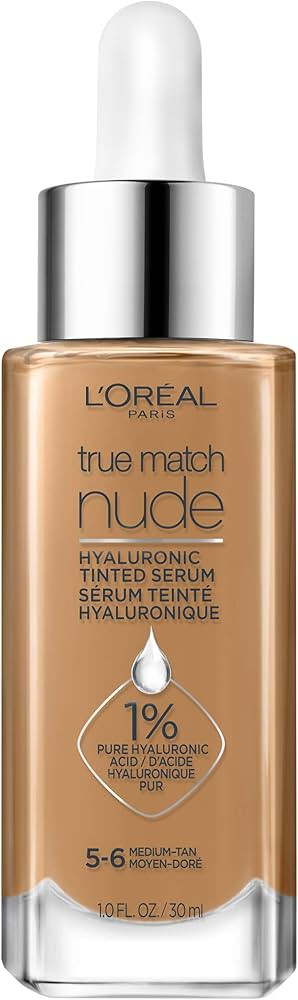 L'Oreal Paris True Match Nude Hyaluronic Tinted Serum Foundation with 1% Hyaluronic acid, Medium ... | Amazon (US)