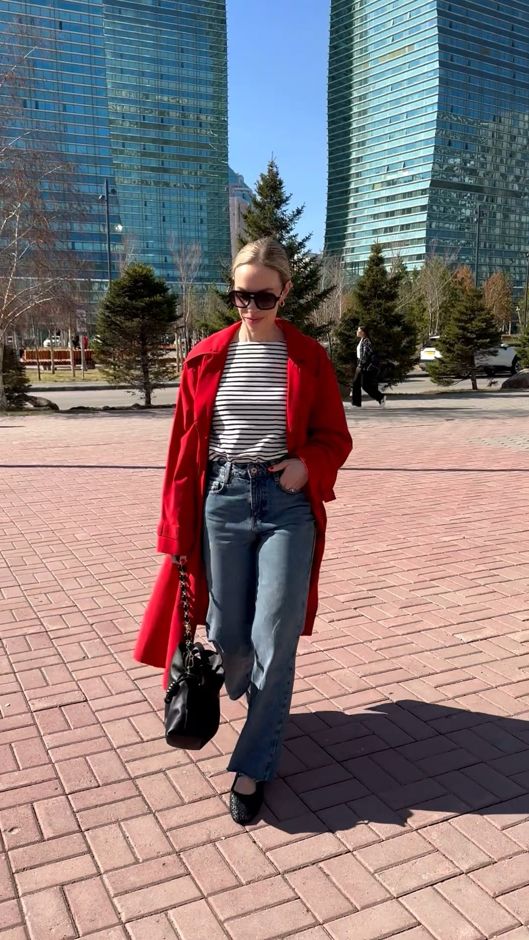 Spring outfit, red trench coat, striped tee, @Zara straight leg jeans, Loewe Flamenco pouch handbag 

#LTKdayinmylife #LTKSeasonal #LTKOver40