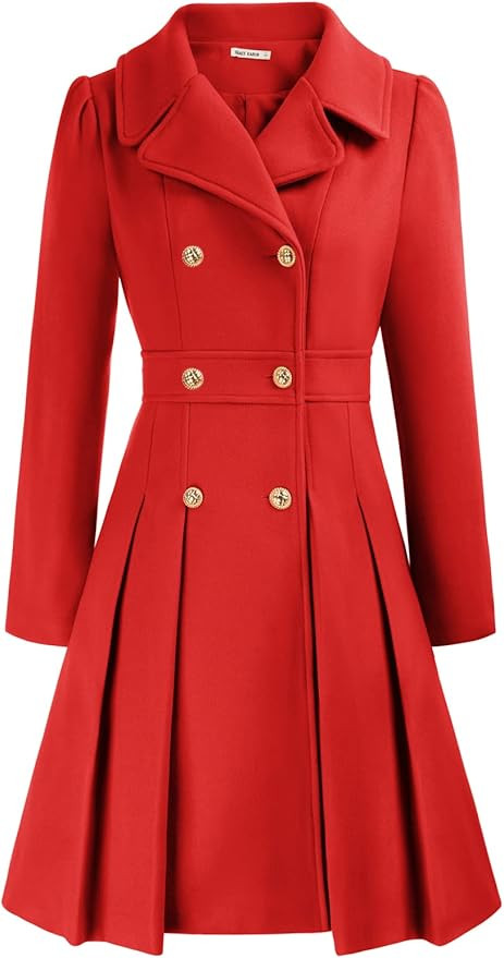 GRACE KARIN 2024 Women's Fashion Trench Coat Notch Lapel Double Breasted Thick A Line Pea Coats J... | Amazon (US)