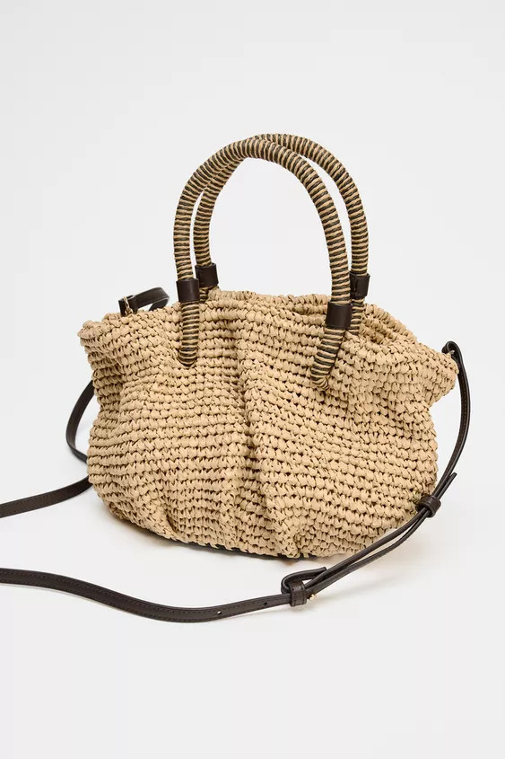 Braided mini bucket bag. Handles.Height x Length x Width: 10.2 x 10.2 x 7.1 inches (26 x 26 x 18 ... | Zara US