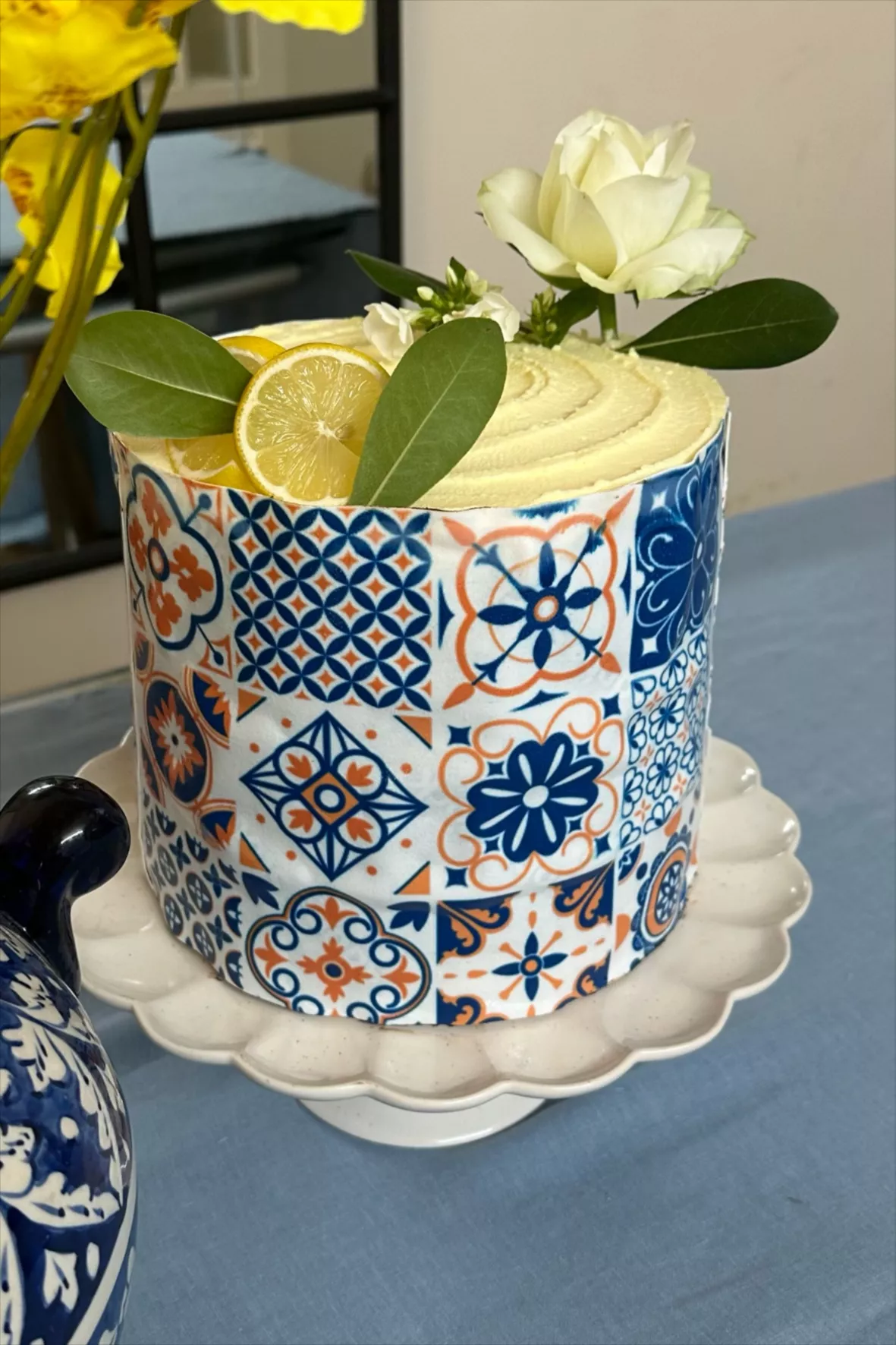 Mediterranean tile design cake wrap
