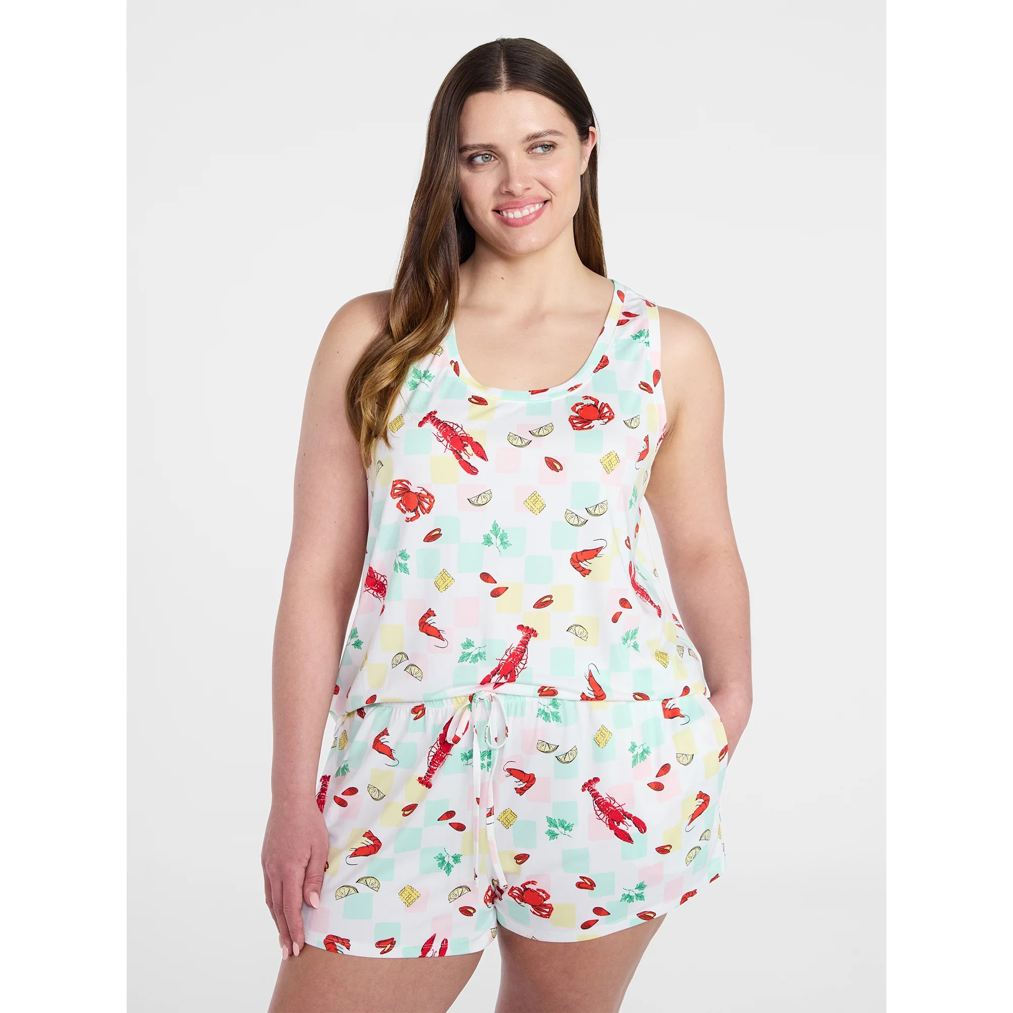 Joyspun Women's Tank Top and Shorts Pajama Set, 2-Piece, Sizes XS-3X | Walmart (US)