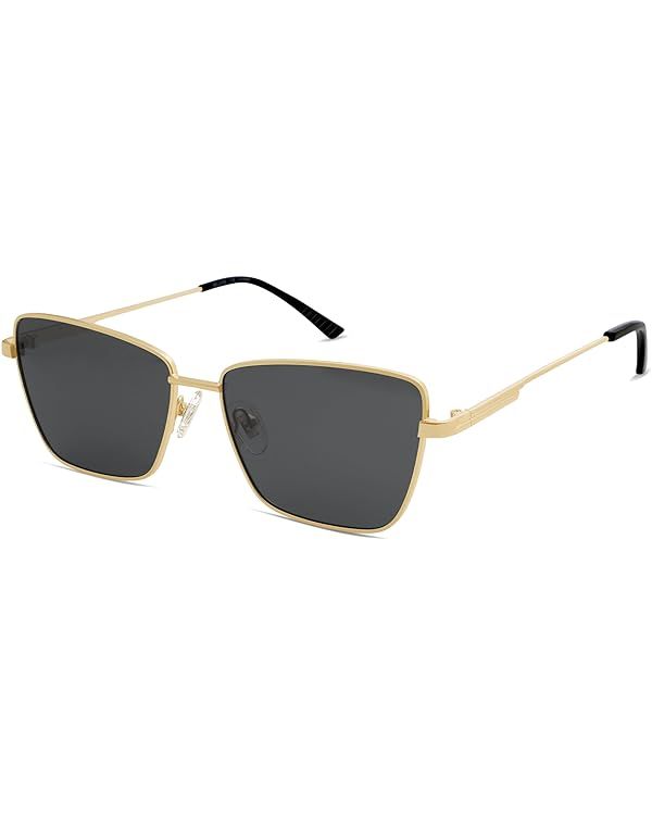 SOJOS Trendy Polarized Cat Eye Sunglasses Womens Flat Lens Retro Metal Frame Shades Lentes De Sol... | Amazon (US)