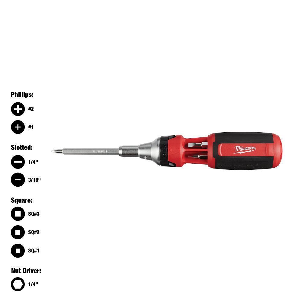 9-in-1 Square Drive Ratcheting Multi-Bit Screwdriver | The Home Depot