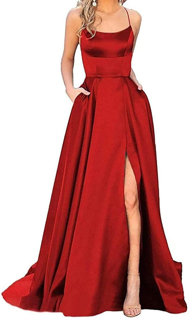 Prom Dresses for Women 2025 Winter Party Off The Shoulder Maxi Dress Slip Satin Modest Dresses Po... | Amazon (US)