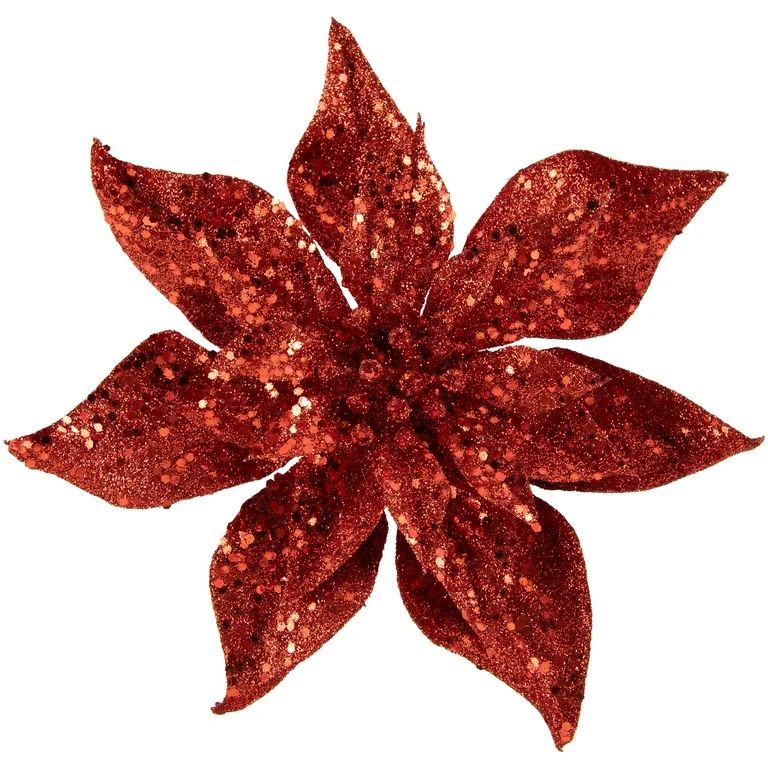 Northlight 9" Red Glittered Poinsettia Christmas Clip Ornament | Walmart (US)