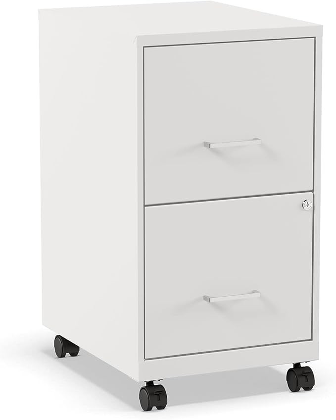 STAPLES 2-Drawer Vertical Mobile File Cabinet, Letter Size, Pearl White, 18-Inch-D (19634) | Amazon (US)