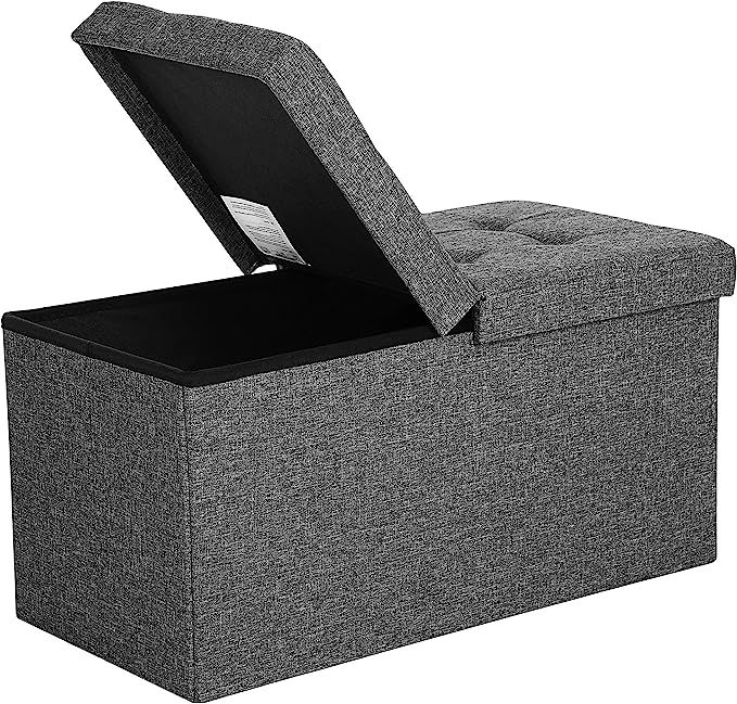 Amazon.com: SONGMICS 21.1-Gal Storage Ottoman Bench, Folding Storage Chest, Footstool with Flip-U... | Amazon (US)