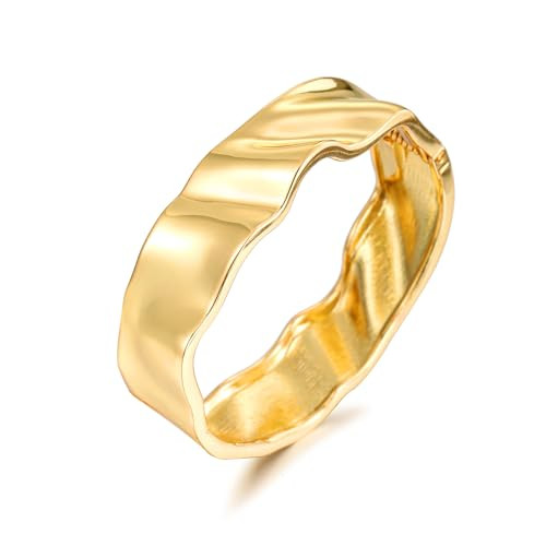 RAUCHBE Chunky Gold Bangle Bracelets for Women Irregular Pleated Bangle Bracelets Thick Wrist Wrap Bangle Jewelry | Amazon (US)